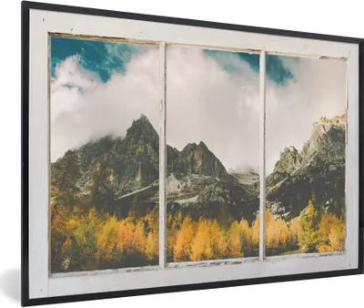 Produktbild von MuchoWow® MuchoWow® Gerahmtes Poster Aussicht - Baum - Berg 90x60 cm - Poster mit zchwarzem Bilderrahmen - Fotorahmen - Foto-Plakat