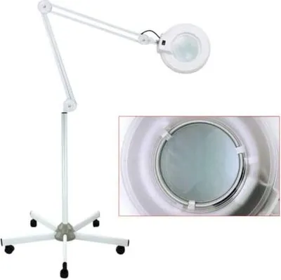 Obrázek produktu pro 22W zvětšovací lampa Kosmetická lampa Zvětšovací lampa s 5 koly na kolečkách Salonní světelná lupa se světlem, otočné rameno, skleněná čočka Lupa pro čtení, řemesla