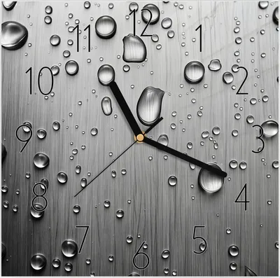 Produktbild von Wanduhr aus Glas mit Motiv Wassertropfen auf Metall- 30 x 30 cm - inkl. Aufhängesystem
