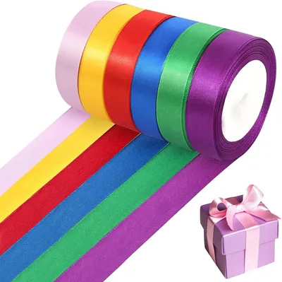 Obrázok produktu pre Saténová stuha 22 m x 20 mm, 6 rolí, farebná, na balenie darčekov