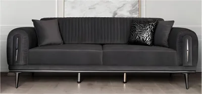 Produktbild von Dreisitzer Couch Polster Einrichtung 3 Sitz Platz Couchen Sofa Schwarz Möbel