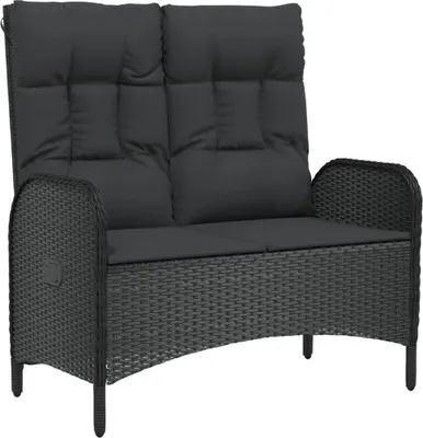 Immagine prodotto di vidaXL Panca da giardino con funzione reclinabile e cuscino 107cm in poly rattan nero