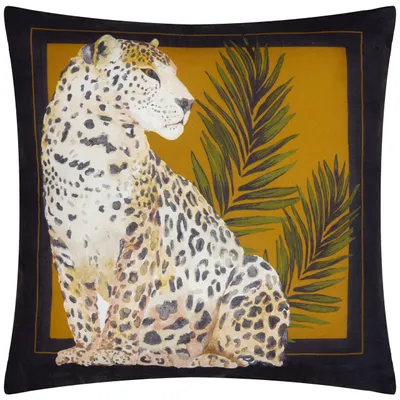Outdoor-Kissen mit Leopardenprint, Polyester, 50x50 cm, Schwarz/Gold