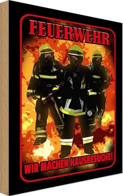 Produktbild von vianmo Holzschild 30x20 cm Feuerwehr wir machen Hausbesuche Beruf Arbeit
