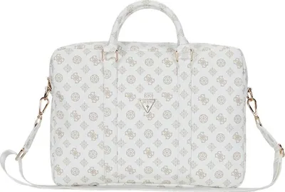 Produktbild von Guess 4G Pfingstrose Fronttasche Reißverschluss Dreieck Logo - 16" Notebook-Tasche (weiß)