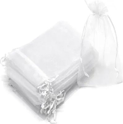Produktbild von 100 Stück 20 x 30 cm große Rosinenschutzbeutel, weiße Obstschutzbeutel mit Kordelbeuteln und transparenten Organzabeuteln zum Schutz vor Insekten und Insekten
