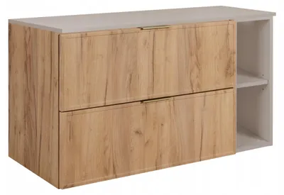 Zdjęcie produktu dla Szafka Łazienkowa Wisząca Stojąca Pod Umywalkę 80 Cm Dąb Regał Blat Kaszmir