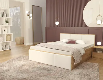 Produktbild von Bett mit Lattenrost Jugendbett Doppelbett  140x200 Eiche -weiß mit Matratze