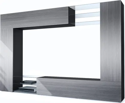 Produktbild von Vladon Wohnwand Mirage,  Germany, Anbauwand mit Rückwand mit 2 Türen, 2 Klappen und 6 offenen Glasablagen, Schwarz matt/Avola-Anthrazit (262 x 183 x 39 cm)