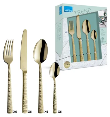Produktbild von PVD-Besteckset, Champagneroptik, 24-teiliges Essbesteck für 6 Personen, Edelstahl 18/0