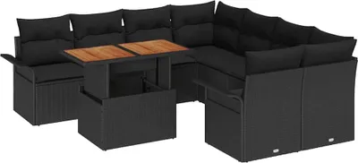 Zdjęcie produktu dla vidaXL Sofa ogrodowa z poduszkami czarna