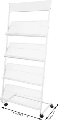Obrázek produktu pro Stojan na časopisy, 4stupňový design, odolná kovová konstrukce, BÍLÁ