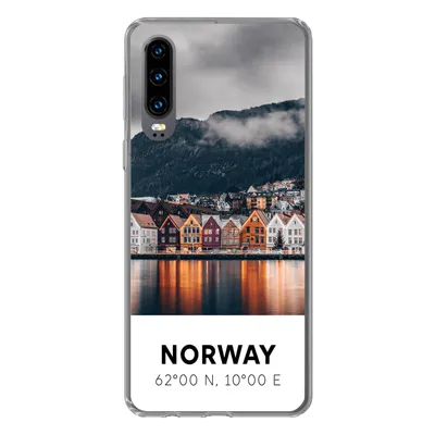 Produktbild von MuchoWow® Handyhülle Schutzhülle Hülle für Huawei P30 Norwegen - Skandinavien - Bergen - Winter Silikon Softcase Handy Hülle - Kartenbesitzer