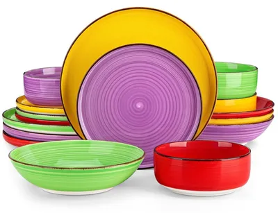 Zdjęcie produktu dla Zestaw ceramicznego serwisu z ręcznie malowanymi spiralami