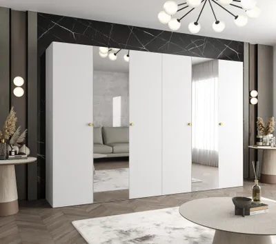 Produktbild von Spiegelschrank CAITIR 2 300 cm - weiß / goldene Griffe