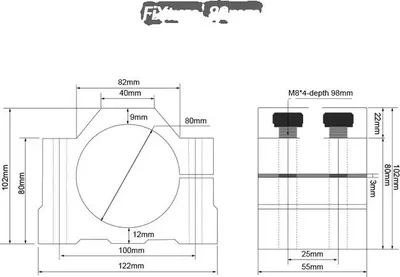 Obrázok produktu pre Hliníková svorka vretena, 80 mm, 4 otvory, frézovanie, 80 mm so 4 otvormi