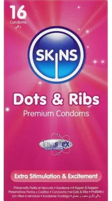 Produktbild von Skins Condoms Skins - Dots & Ribs Premium-Kondome Packung 16