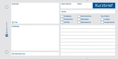 Produktbild von Formularbuch Kurzbrief 1/3 A4 VE=10x100 Blatt