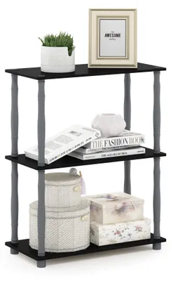 Immagine prodotto di Furinno, scaffale compatto multifunzionale a 3 ripiani con struttura in metallo, legno, colore nero/grigio, dimensioni 29,46 x 59,94 x 75,18 cm – Design classico