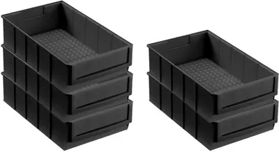 Produktbild von SparSet 5x Leitfähige Industriebox 300 B | HxBxT 8,1x18,3x30cm | 3,4 Liter | ESD, Sichtlagerkasten, Sortimentskasten, Sortimentsbox, Kleinteilebox