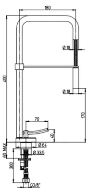 Immagine prodotto di Rubinetto Cucina Miscelatore Monocomando Doccetta Esraibile in Ottone Paini Cromato