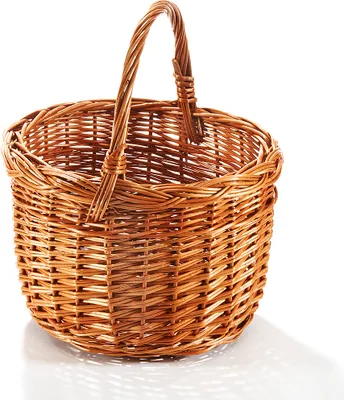 Obrázek produktu pro Nákupní košík Kobolo Tkaný proutěný košík - kulatý - s uchem