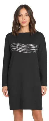 Produktbild von Sarah Pacini Damen Langarm Baumwollkleid Schwarz