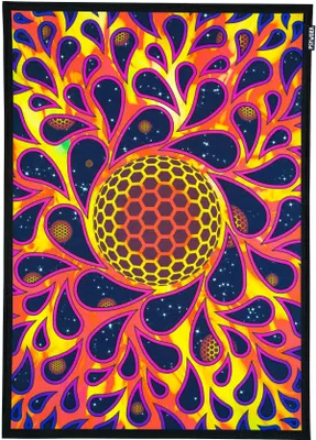 Produktbild von PSYWORK Schwarzlicht Stoffposter Neon "Trippy Universe", 0,5x0,7m