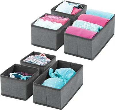 Produktbild von Aufbewahrungsbox Stoffkisten Organizer mDesign 6er Set dunkelgrau/schwarz