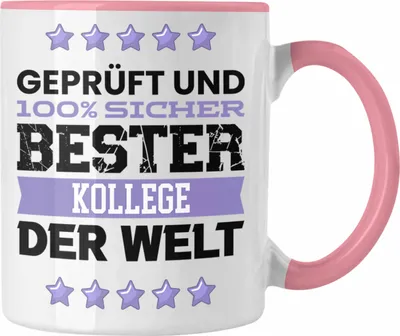 Produktbild von Trendation - Bester Kollege Der Welt Geschenk Tasse für Arbeitskollege Geburtstag Spruch Abschied Abschiedsgeschenk (Rosa)