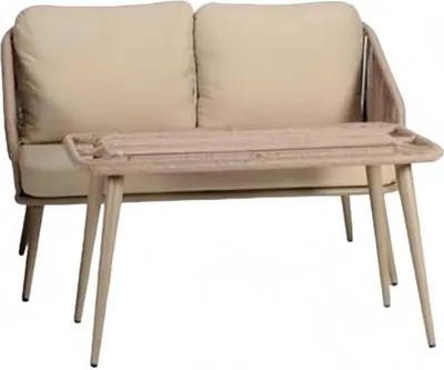 Produktbild von Moderne Beige Gartenmöbel Sessel  Luxus Couchtisch Einrichtung Hochwertig