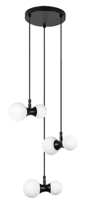 Immagine prodotto di Lampada a sospensione moderna in vetro nero con paralumi bianchi sopra il tavolo 6xG9 28W LITION Rabalux