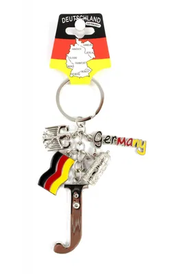Produktbild von Schlüsselanhänger "J" H.: 11cm Buchstaben/Letter/Initalien/Alphabet/ABC mit Glitzersteinen & Charms Bierkrug/Adler/Deutschland-Fahne/Germany