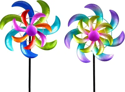 Produktbild von 2er Set Windräder Gartenstecker COLOR H. 110cm D. 25cm Metall Formano Garten S25