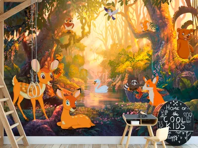 Produktbild von Vlies Fototapete Kinderzimmer 400x280 cm Tapeten Wandtapete XXL Tiere für Kinder Wald e-C-0052-a-a