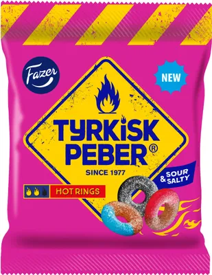 Produktbild von FAZER Godispåse Tyrkisk Peber Hot Rings 150g Fazer