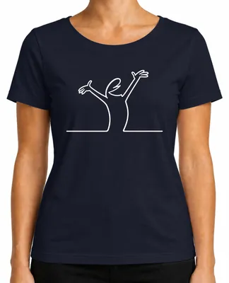 Imagen del producto de Camiseta para mujer, diseño "Linea Strichmännchen Balum Comic Cartoon" de Osvaldo Cavandoli, color azul marino, talla L