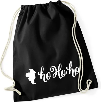 Produktbild von Huuraa Turnbeutel Santa Claus Ho Ho Ho 12 Liter Black Baumwolle Rucksack Geschenkidee