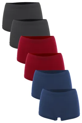 Produktbild von Fabio Farini - 6 Stück Damen Hipster Boxershorts - Frauen Unterhosen Slip Set Seamless angenehmes Tragegefühl ohne Seitliche Nähte