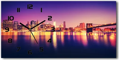 Produktbild von Wanduhr aus Glas – 60x30 cm - Glasbild - Glasuhr - Gehärtetes Glas - schwarze-zeiger - Manhattan New York