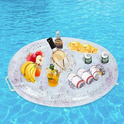 Immagine prodotto di Famanu: Portabicchieri e snack gonfiabile - 8 scomparti, vassoio galleggiante