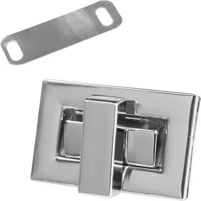 1 Set Metall Mappenverschluss Steck Dreh Verschluss Schloss, silber 32x21