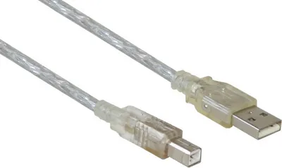 Produktbild von Anschlusskabel USB 2.0 Stecker A an Stecker B, transparent, 1,8m, Good Connections®