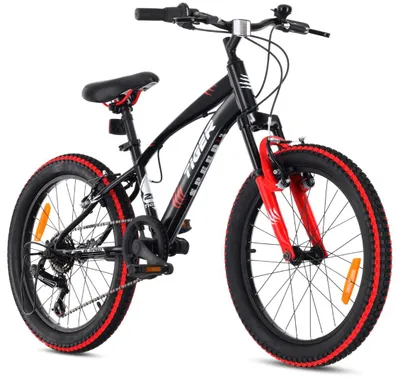 Produktbild von Jungenfahrrad 20 Zoll, 6-Gang-Shimano-Gang-Federung, breite Reifen, Revoshift, Tiger Bike, schwarz/rot