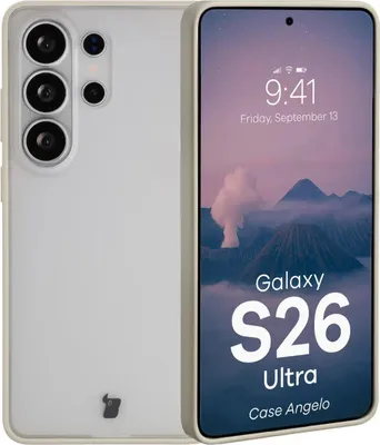 Produktbild von Handyhülle für Galaxy S26 Ultra, Bizon Case Angelo, Semitransparent mit beigem Rahmen