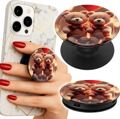 Image de Porte-téléphone/support pour ours Popsocket Fingerboard, Love You, Hearts