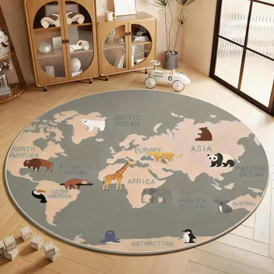 Produktbild von KinderteppichRunder Teppich Cartoon-Design ideal für die Kinderzimmerdekoration und als Krabbelmatte ZYSJL 160cm
