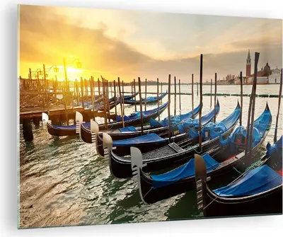 Produktbild von Bilder auf glas - Venedig Gondel - 70x50cm - Glasbilder - Wandbilder - Kunstdruck - zum Aufhängen bereit - Wanddekoration aus Glas - Glas Bilder - Wandbild auf Glas - Einteilig - GAA70x50-3531