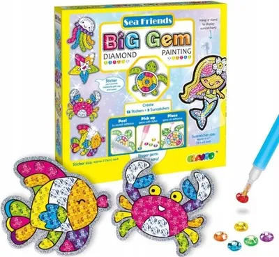 Produktbild von Diamond Painting Set Kinder - 12 Sticker & 2 Fensterbilder - Kreatives Bastelset Mosaik