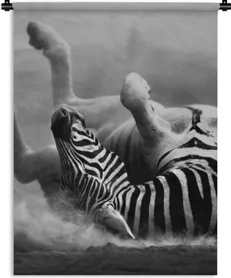 Produktbild von MuchoWow® Wandteppich Wandbehang Zebra - Tiere - Schwarz - Weiß 150x200 cm Tapisserie Dekoration Wandtuch - Wandaufhängung - Moderner